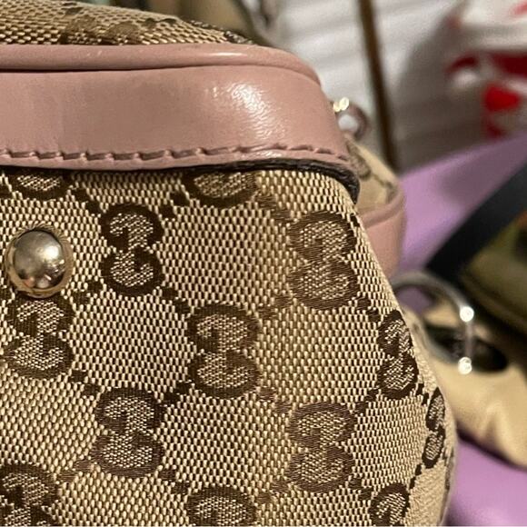 Gucci  GG Monogram Vintage Web Medium Boston Pink Blue - Picture 10 of 12